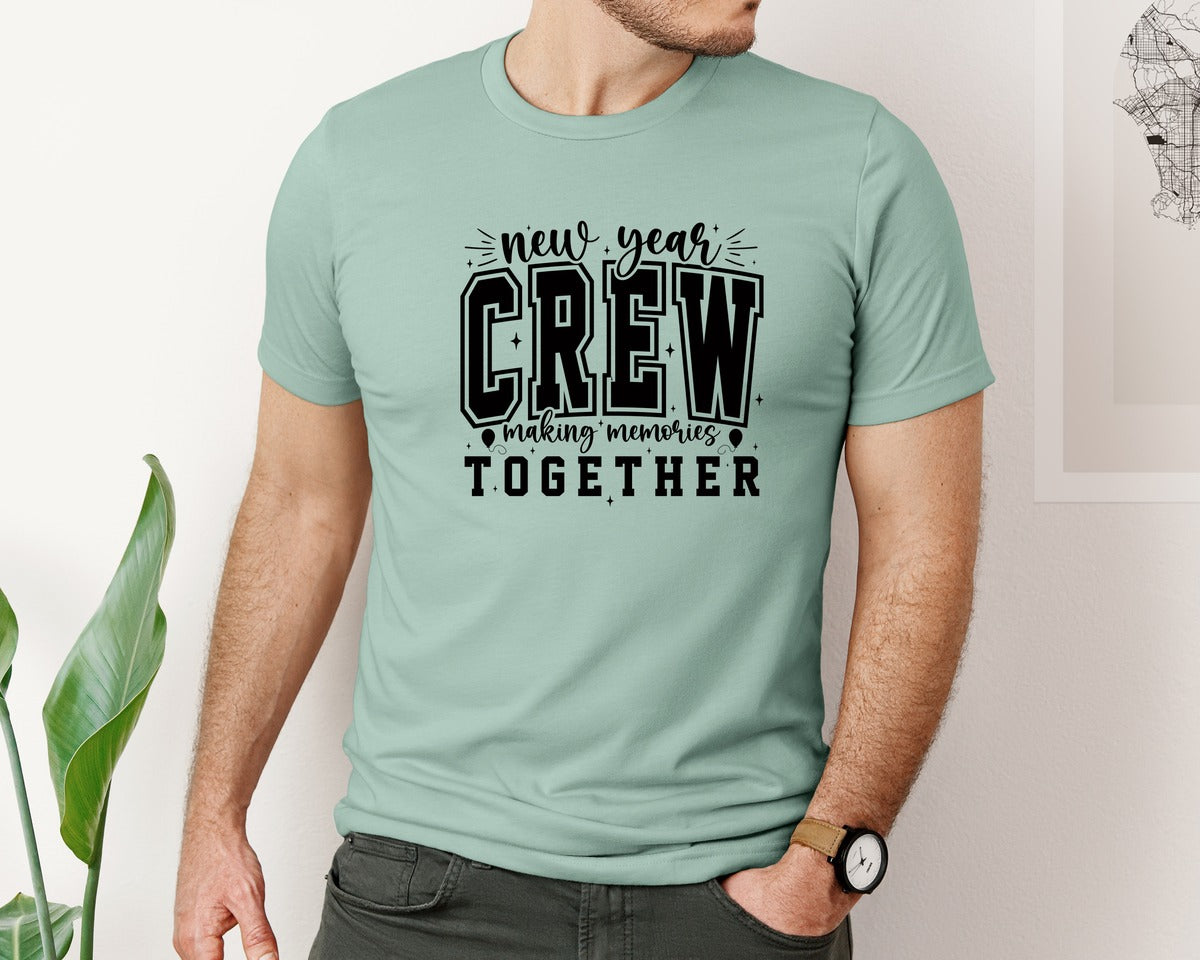 brand:Bella Canvas|color:Dusty Blue|New Year Crew New Year 2026 2026 Graphic T-Shirt