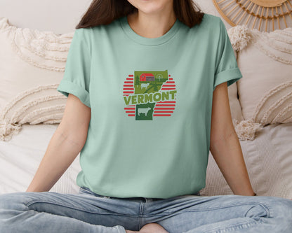 brand:Bella Canvas|color:Dusty Blue|Vermont State Map 2 Graphic T-Shirt