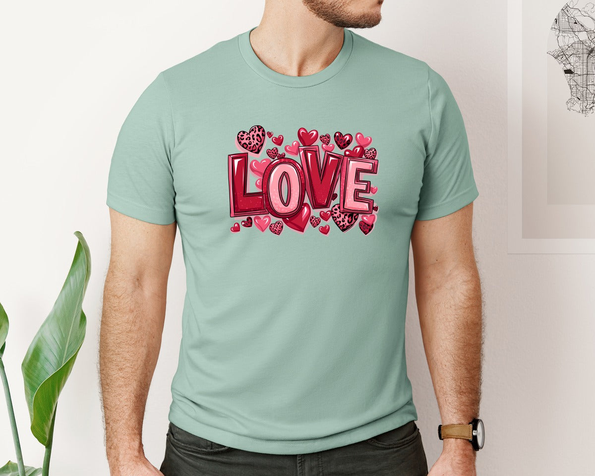 brand:Bella Canvas|color:Dusty Blue|Love Valentine Design 6 Graphic T-Shirt