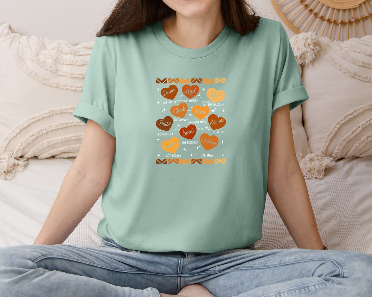 brand:Bella Canvas|color:Dusty Blue|Dream Lead Black History Month T Shirt Graphic T-Shirt