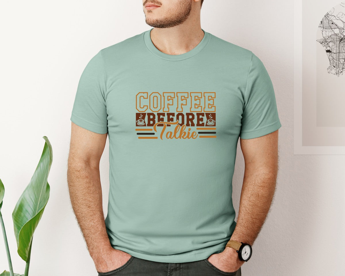 brand:Bella Canvas|color:Dusty Blue|Coffee Before Talkie 115 Graphic T-Shirt