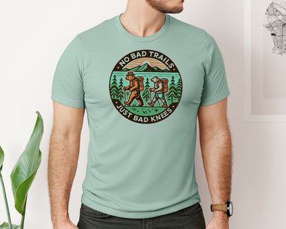 brand:Bella Canvas|color:Dusty Blue|Funny Hiking Design Trendy Vintage Graphic T-Shirt