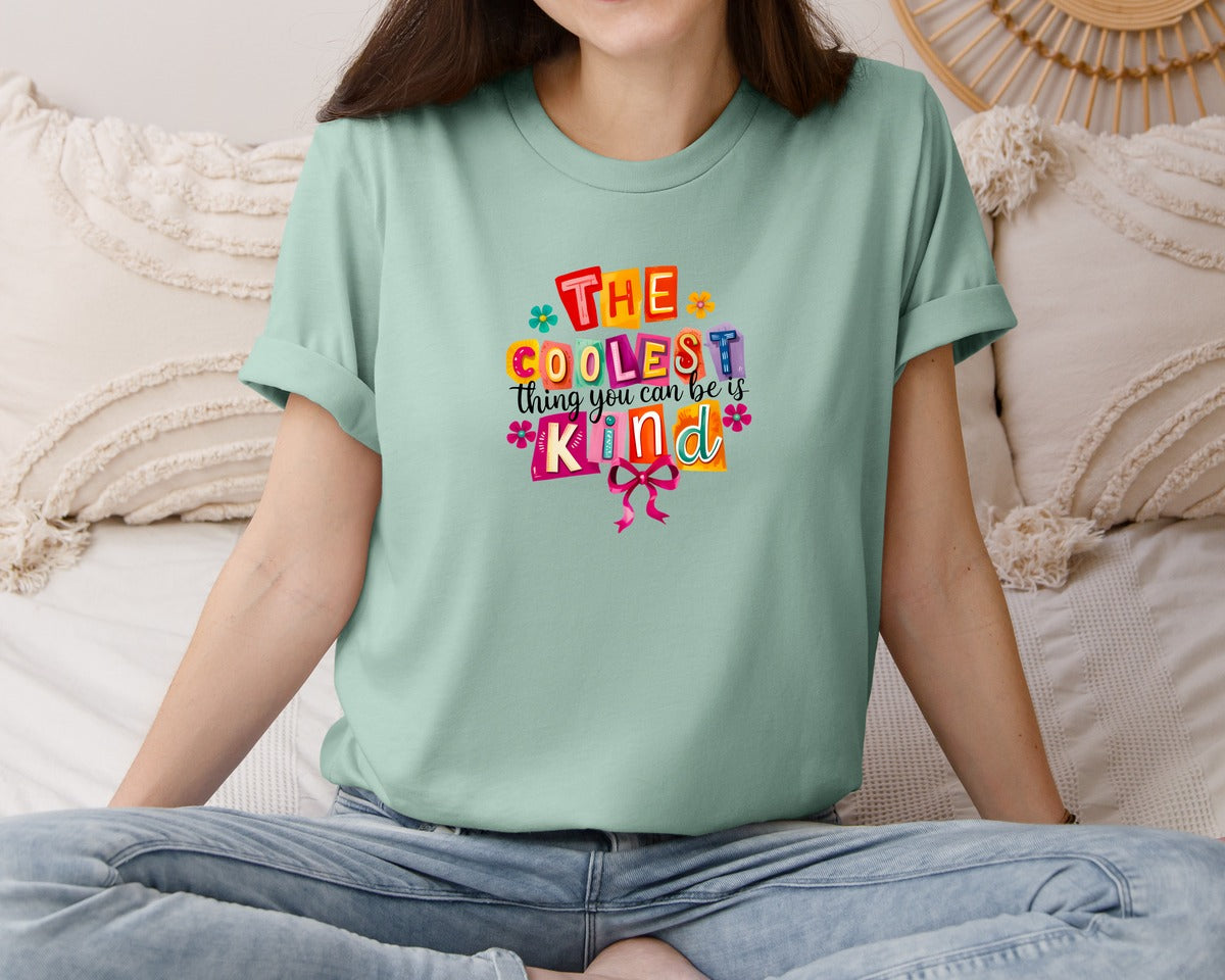 brand:Bella Canvas|color:Dusty Blue|Positive Quote Floral Inspirational Graphic T-Shirt