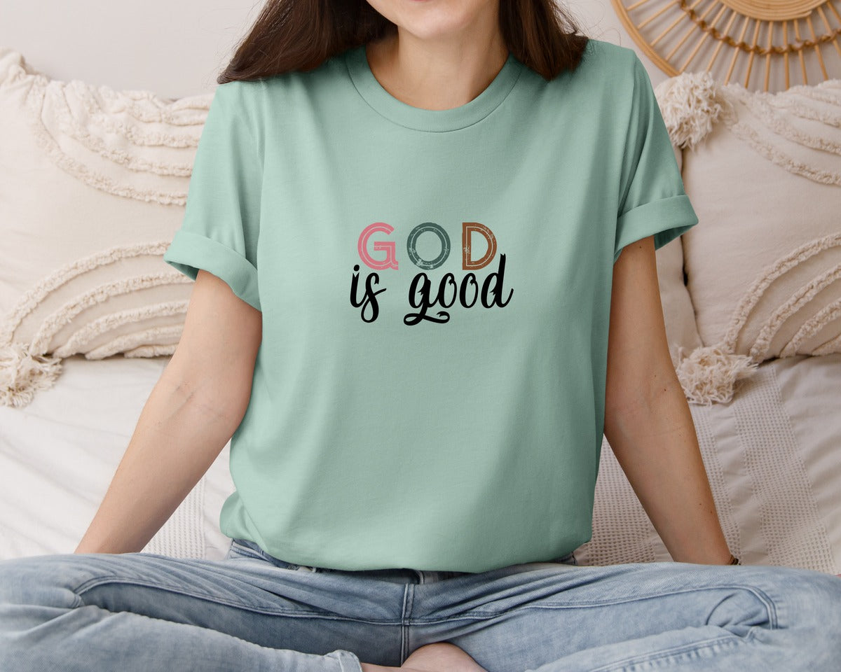 brand:Bella Canvas|color:Dusty Blue|Boho Christian Religious Graphic T-Shirt