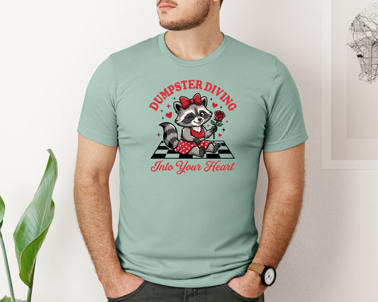 Funny Dumpster Love Raccoon Graphic T-Shirt