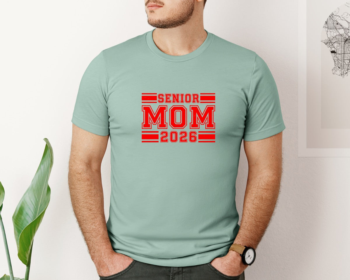 brand:Bella Canvas|color:Dusty Blue|Senior Mom 2026 9 Graphic T-Shirt