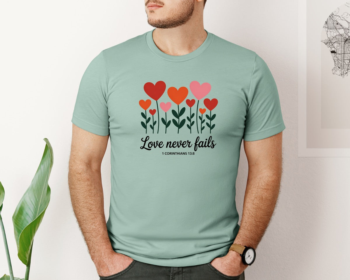 brand:Bella Canvas|color:Dusty Blue|Valentines Christian Valentines Day 4 Graphic T-Shirt