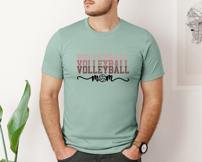 brand:Bella Canvas|color:Dusty Blue|Volleyball Mom For Shirt Graphic T-Shirt