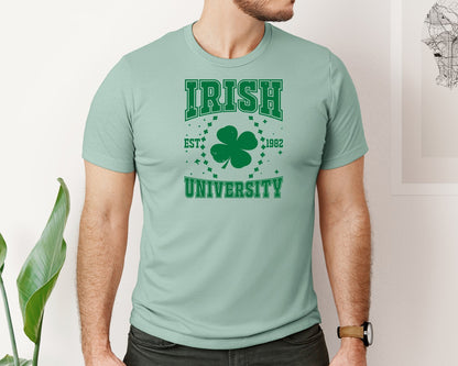 brand:Bella Canvas|color:Dusty Blue|Irish University St Pattys Day Graphic T-Shirt