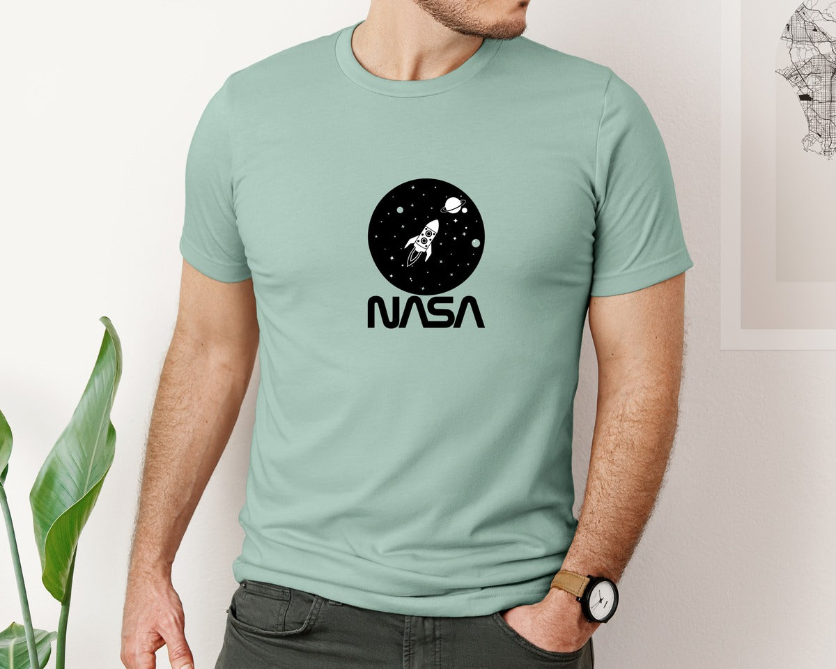 brand:Bella Canvas|color:Dusty Blue|Nasa Illustration Tshirt Design Graphic T-Shirt