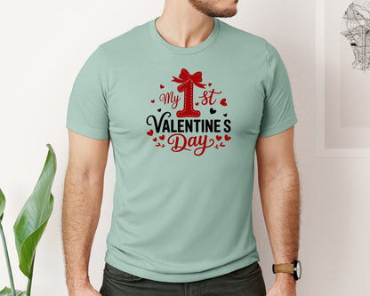 brand:Bella Canvas|color:Dusty Blue|My 1St Valentines Day 46 Graphic T-Shirt