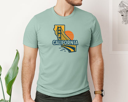 brand:Bella Canvas|color:Dusty Blue|California State Map 2 Graphic T-Shirt