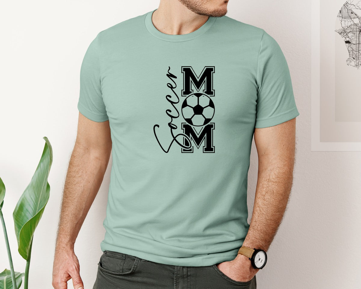 brand:Bella Canvas|color:Dusty Blue|Soccer Mom Soccer 2 Graphic T-Shirt