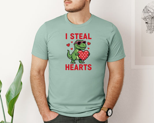 Kids I Steal Hearts T Rex Valentine 2 Graphic T-Shirt