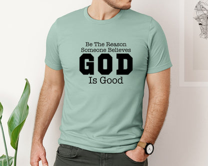 brand:Bella Canvas|color:Dusty Blue|God Is Good All The Time Graphic T-Shirt