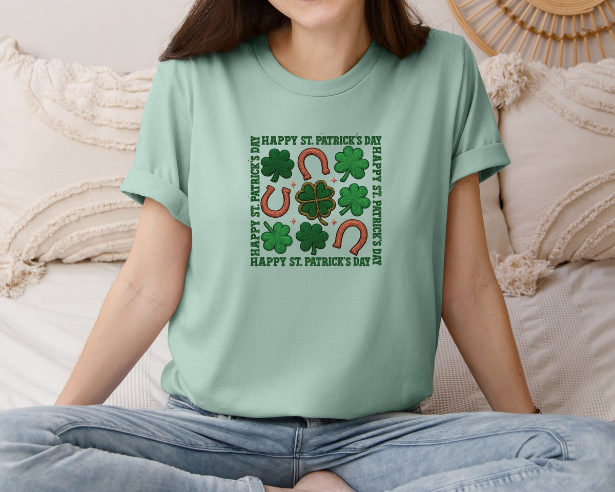 brand:Bella Canvas|color:Dusty Blue|Happy St Patricks Day 17 Graphic T-Shirt