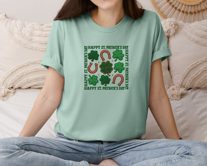 brand:Bella Canvas|color:Dusty Blue|Happy St Patricks Day 17 Graphic T-Shirt
