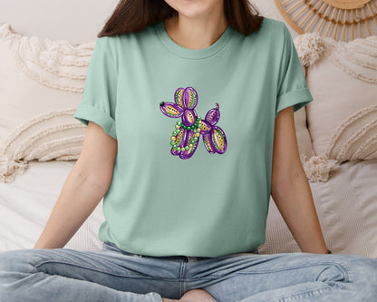 brand:Bella Canvas|color:Dusty Blue|Mardi Gras Balloon Dog Graphic T-Shirt