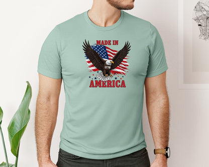 brand:Bella Canvas|color:Dusty Blue|Made In 1776 America 4Th Of July Shirt Graphic T-Shirt