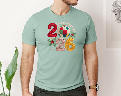 brand:Bella Canvas|color:Dusty Blue|Happy New Year 2026 New Year Graphic T-Shirt