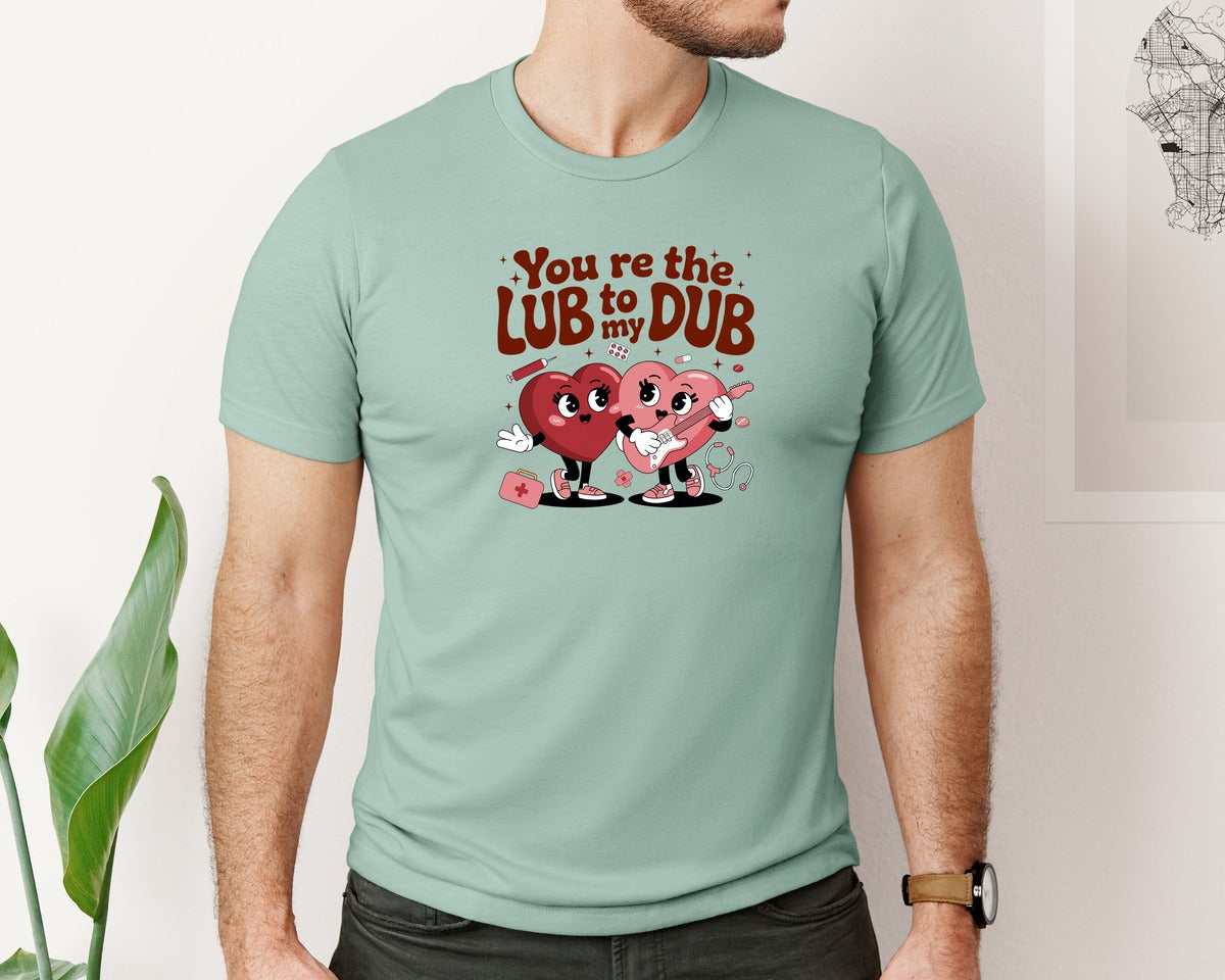 brand:Bella Canvas|color:Dusty Blue|Lub To My Dub Medical Valentine Graphic T-Shirt