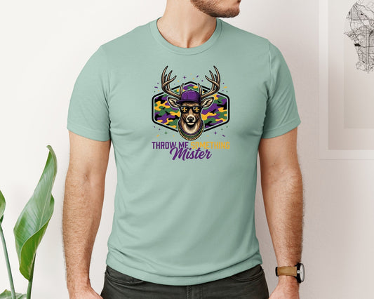 Mardi Gras Hunting Deer Graphic T-Shirt
