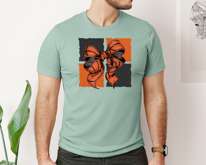 brand:Bella Canvas|color:Dusty Blue|Basketball Background Graphic T-Shirt