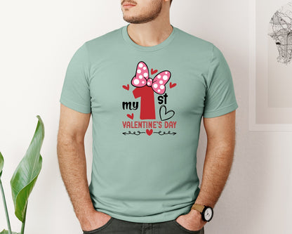 brand:Bella Canvas|color:Dusty Blue|My 1St Valentines Day 147 Graphic T-Shirt