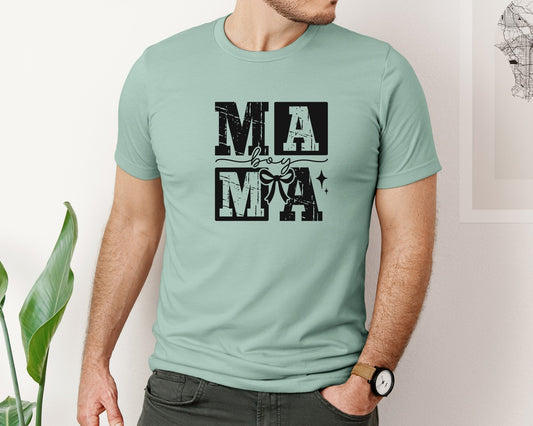 Boy Mama Checkered Coquette Bow Graphic T-Shirt