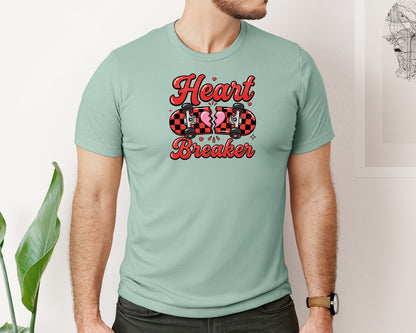 brand:Bella Canvas|color:Dusty Blue|Heartbreaker Skateboard Valentine Graphic T-Shirt