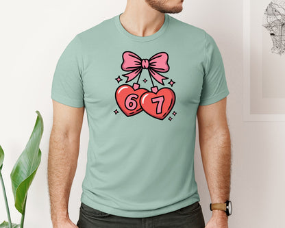brand:Bella Canvas|color:Dusty Blue|67 Valentines Day Funny 67 Graphic T-Shirt