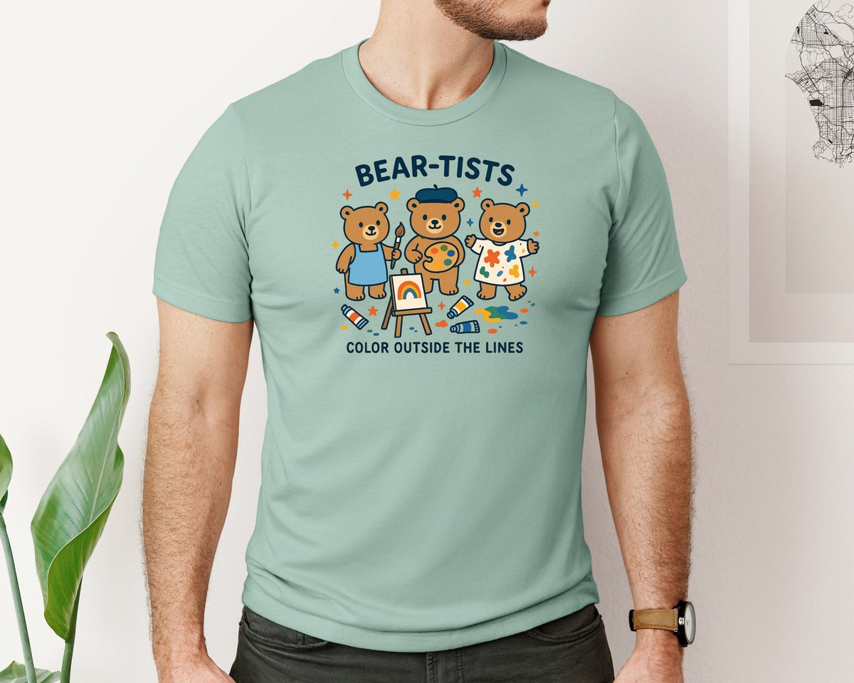 brand:Bella Canvas|color:Dusty Blue|Bear Artists Graphic T-Shirt