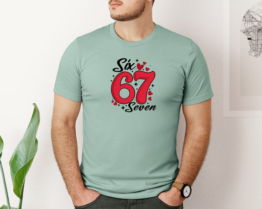 Viral Funny Six Seven Heart Valentine Graphic T-Shirt