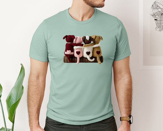 Valentine Crochet Dogs Graphic T-Shirt