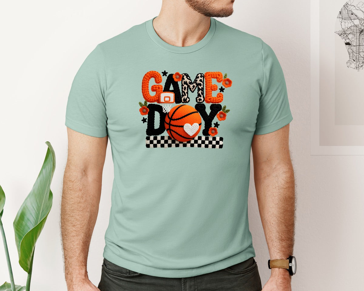 brand:Bella Canvas|color:Dusty Blue|Game Day Basketball Basketball 2 Graphic T-Shirt