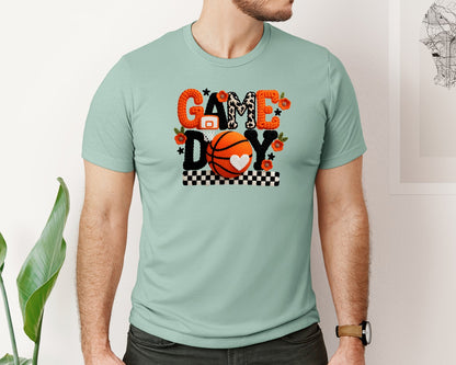 brand:Bella Canvas|color:Dusty Blue|Game Day Basketball Basketball 2 Graphic T-Shirt