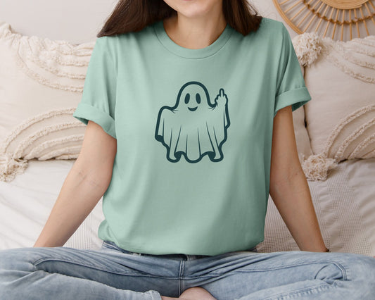 Ghost Middle Finger Pod Ghost Graphic T-Shirt