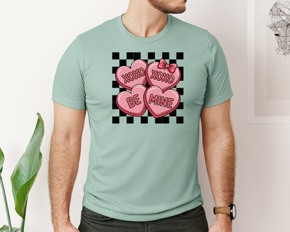 brand:Bella Canvas|color:Dusty Blue|Glitter Valentines Retro Valentines 3 Graphic T-Shirt
