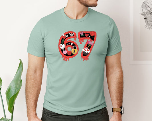 Knitted Valentine 67 Meme Hearts 3 Graphic T-Shirt