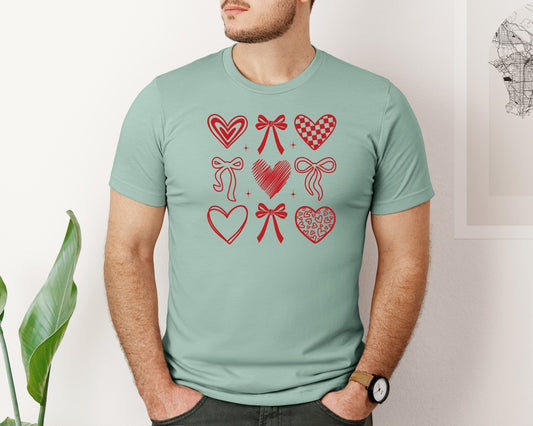 Valentine Heart Bow Graphic T-Shirt