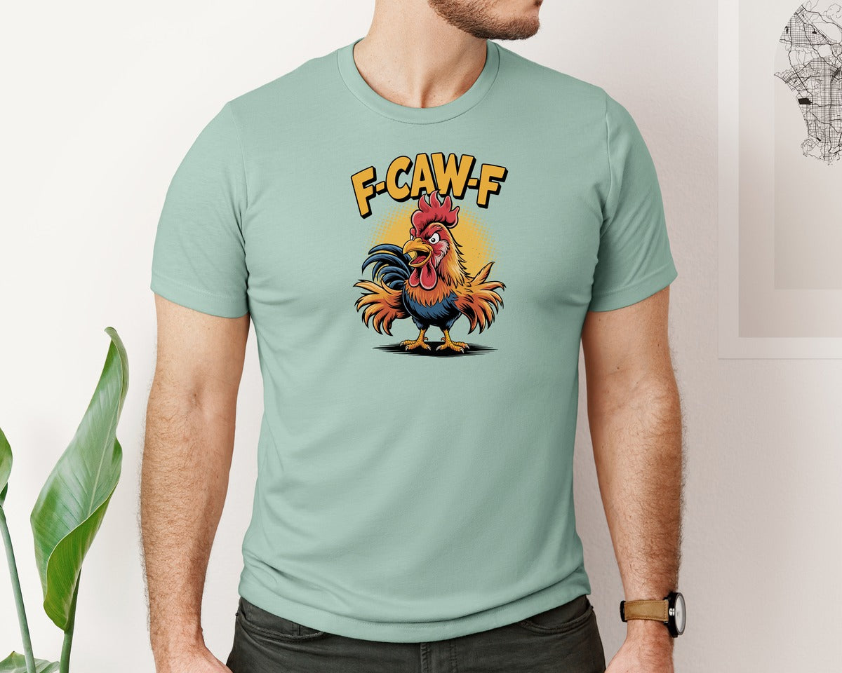 brand:Bella Canvas|color:Dusty Blue|F Caw F Chicken Graphic T-Shirt