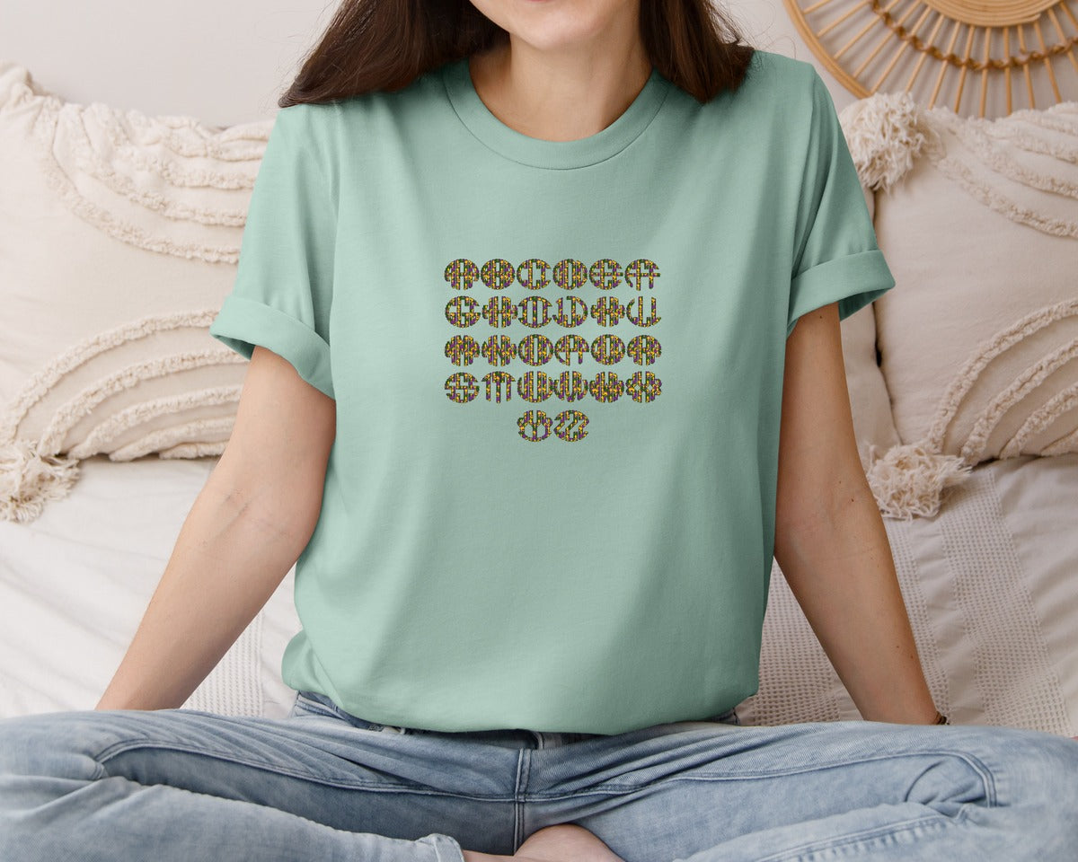 brand:Bella Canvas|color:Dusty Blue|Mardi Gras Carnival Monogram Graphic T-Shirt