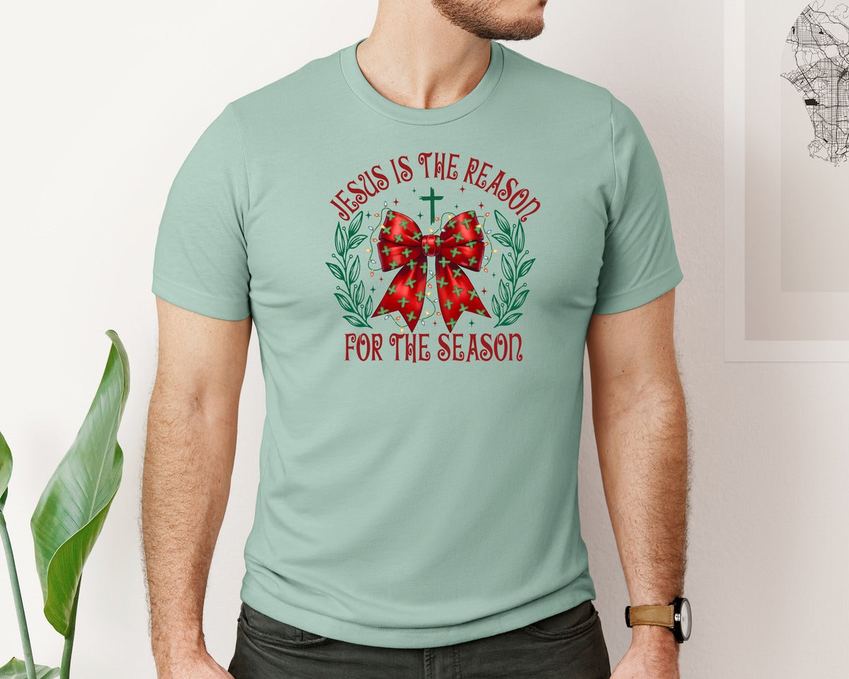 brand:Bella Canvas|color:Dusty Blue|Christian Christmas Bundlejesus Graphic T-Shirt