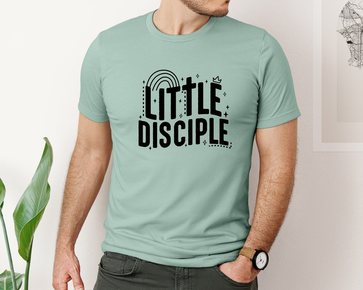 brand:Bella Canvas|color:Dusty Blue|Retro Little Disciple Tshirt Kids Graphic T-Shirt