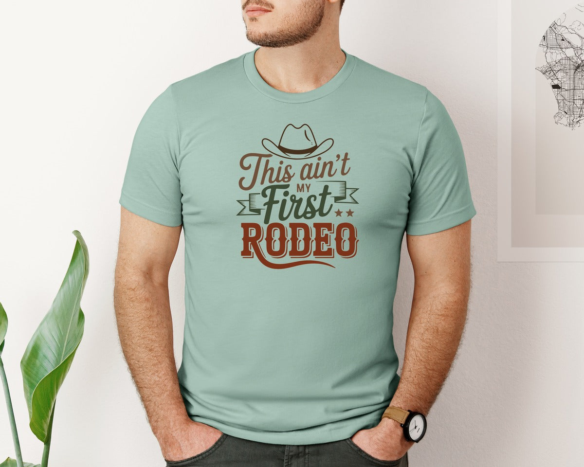 brand:Bella Canvas|color:Dusty Blue|This Aint My First Trail Ride Graphic T-Shirt