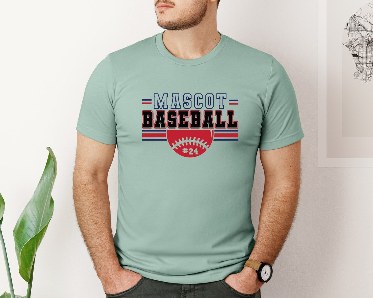 brand:Bella Canvas|color:Dusty Blue|Baseball Shirt Baseball Team Graphic T-Shirt