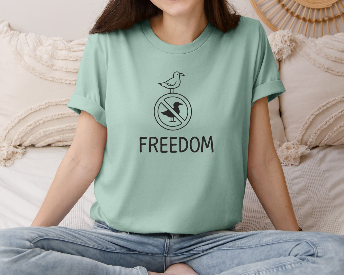 brand:Bella Canvas|color:Dusty Blue|Freedom Defy The Rules Anti Authority Graphic T-Shirt