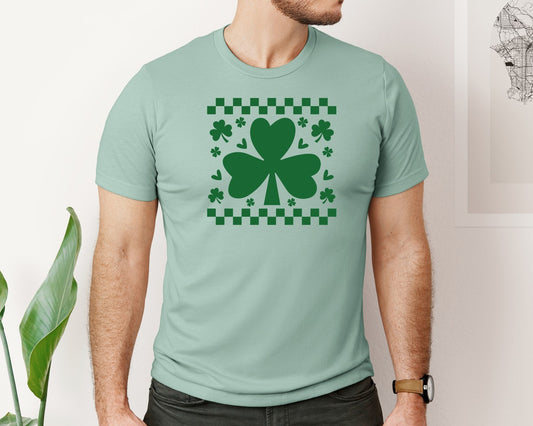 Shamrock Checker Retro St Patricks Graphic T-Shirt