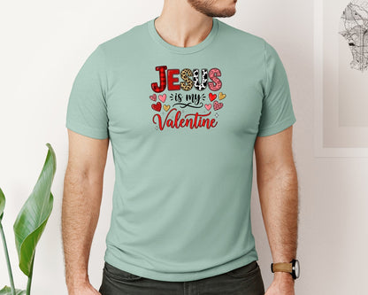 brand:Bella Canvas|color:Dusty Blue|Christian Valentine Jesus Graphic T-Shirt