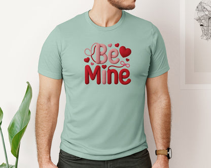 brand:Bella Canvas|color:Dusty Blue|Yarn Crochet Valentines Day Be Mine 2 Graphic T-Shirt